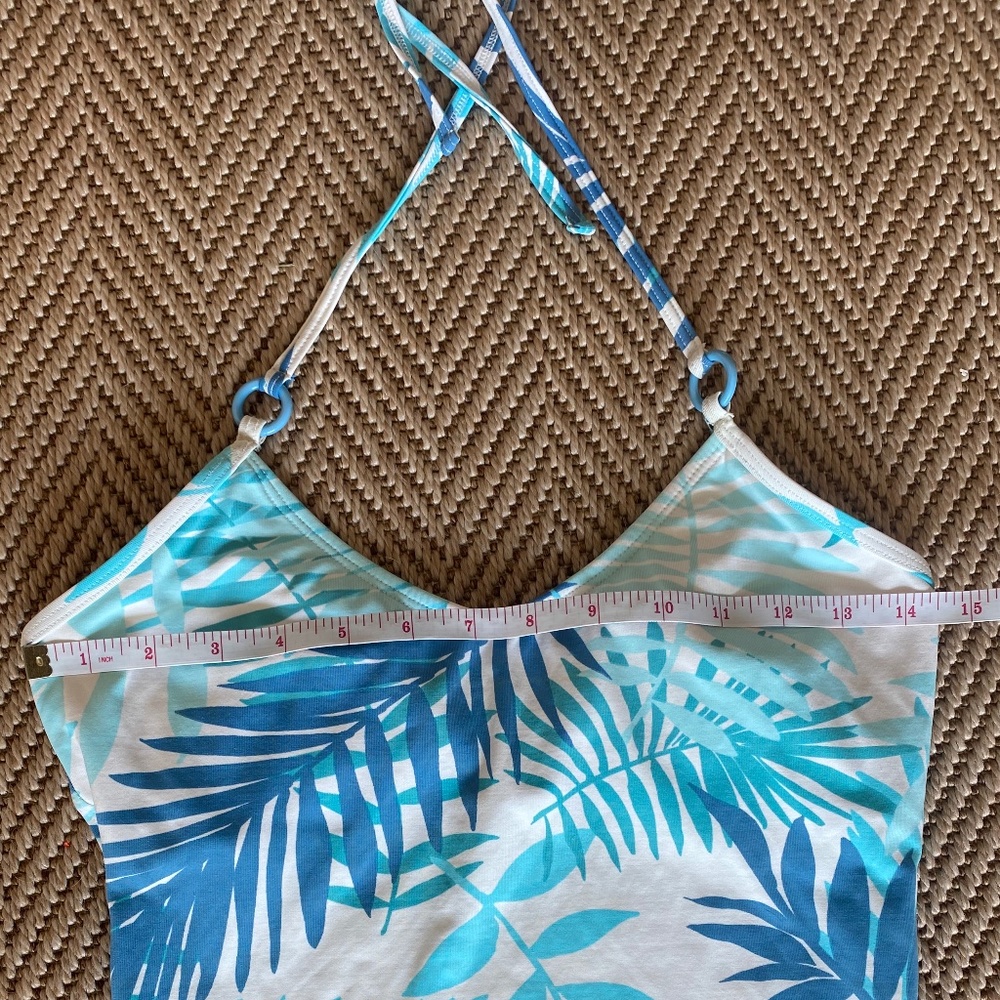 Bari tankini bathing suit top blue white floral M - Picture 5 of 14
